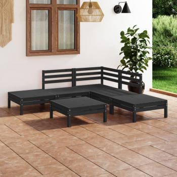 Garten-Lounge-Set 6-tlg. aus massivem Kiefernholz Schwarz