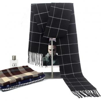 Écharpe homme à carreaux 180*30CM en style cachemire avec longs glands