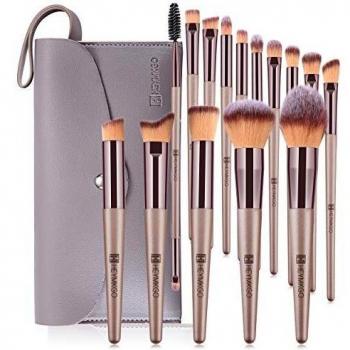 Professional 15PCS Makeup Brush Set in Champagne Gold by HEYMKGO