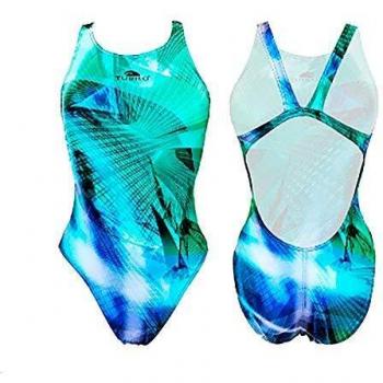 TurboLight Damen Badeanzug XL (XXL) mit breiten Trägern, blau/grün