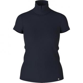 Marc Cain Damen T-Shirt Dunkelblau mit Umlegekragen, Größe 36