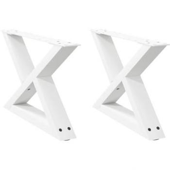 Piedini per tavolo da caffè 2 pezzi bianchi 50x(30‑31,3) cm in acciaio
