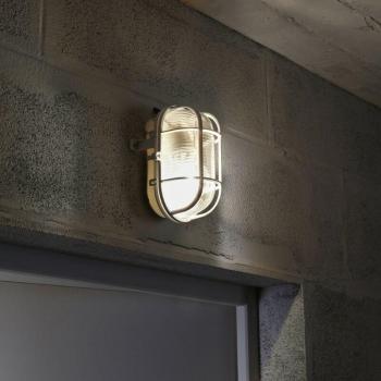 Lampe de plafond Hublot, verre ovale, grillage, 60 W, E27