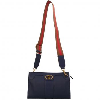 Eco-Pelle Pochette con Tracolla Removibile Blu
