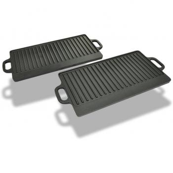 VidaXL Set de 2 Placas de Parrilla de Hierro Fundido Reversibles