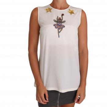 Dolce & Gabbana Fairy Tale Sleeveless Blouse, White, Size: S