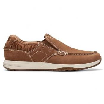 Clarks Men's Sailview Step Loafer Light Tan Nubuck Boat Shoes Brown 8.5 Standard Fit