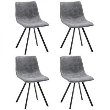 Chaises de salle à manger 4 pcs Gris Similicuir vidaXL