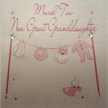 Tarjeta Handmade Mazel Tov “Nueva Nieta” – Color Rosa Suave