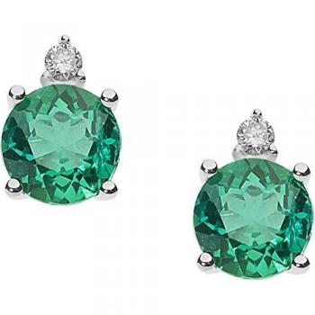 Pendientes Elegantes Storia di Luce en Oro 18Kt con Diamantes y Esmeraldas