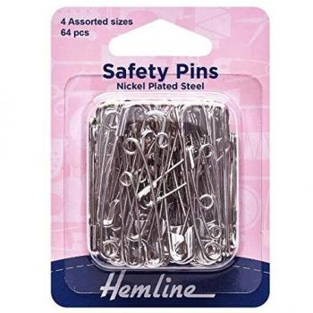 Hemline Nickel Plated Safety Pins