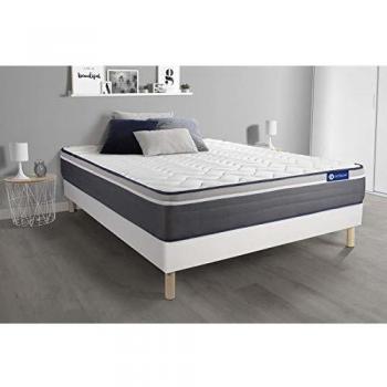 Matelas 140x200 ACTIMEMO Plus Mémoire de Forme 7zones + sommier KIT Blanc