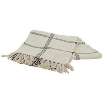 Aubry Gaspard weiches Baumwollkaro-Plädecke – 170 × 210 cm, beige