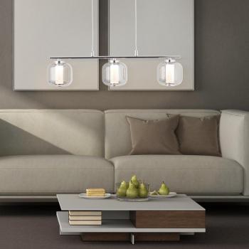 Brilliant Suspension LED Rafa 3 Flammes Verre Fumé – Luminaires Chromés 5,67 W