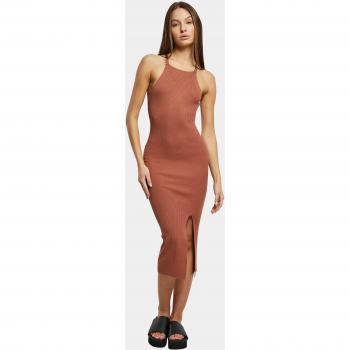 Urban Classics Women's Midi Dress with Crossed Back in Terracotta 3XL