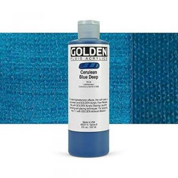 Semi-Opaque Cerulean Blue Deep Fluid Paint 8 fl. oz