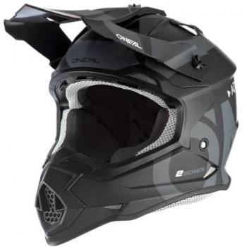 O'Neal Casco Cross 2SRS Slick V.23 Nero-Grigio, Motocross, Standard di sicurezza ECE 22.06, aperture di ventilazione per un raffreddamento ottimale, Taglia S