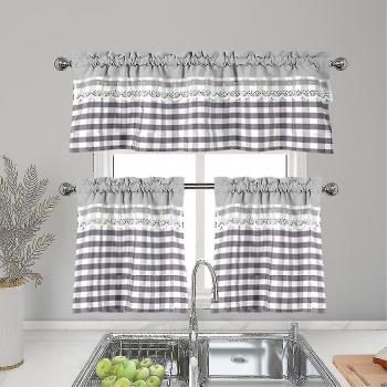 Canapé fenêtre grisé café: rideau luxe, valance et topper 130 × 41 cm