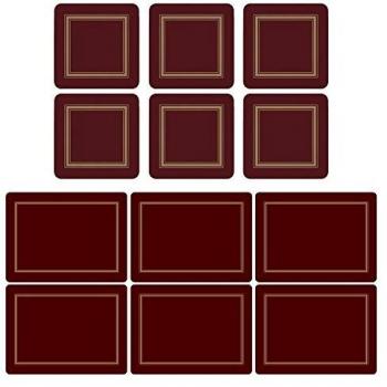 Pimpernel Elegant Burgundy Placemats + Coasters (6 Units)