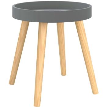 Engineered Wood & Solid Pine Grey Mini Side Table (38x38x40cm)