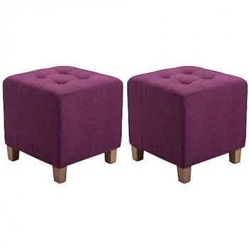Juego de 2 Taburetes Puff Pharao en Tela Lila