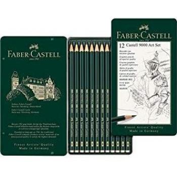 Estuche Metal con 12 Lápiz CASTELL 9000 Arte Faber Castell