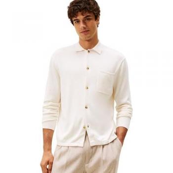Tommy Hilfiger Regular Fit Strickjacke für Männer, Creme, Größe L