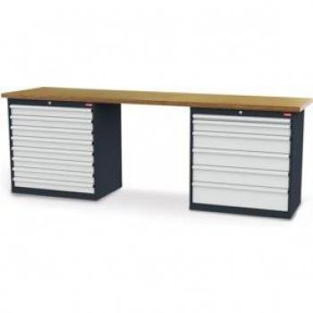 Établis professionnels STIER 2500x600x860 mm et 2 caissons d'armoire
