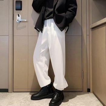 Men's Solid Black and White Casual Loop Pants