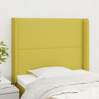 Cabecero con orejas en tela verde 103x16x111/128 cm