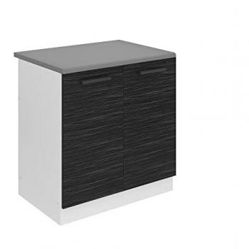 Belini Cuisine Bas avec Plan SDZ – Meuble Sous‑Evier 2 Portes, 51,6 x 80 x 85 cm, Couleur Ébène Royal