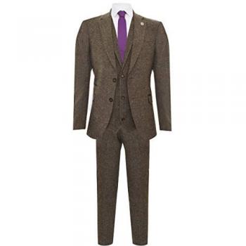 TruClothing 1920s Retro Peaky Blinders Inspired Oak Brown Tweed Suit for Men