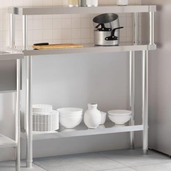 Table inox de cuisine avec étagère 110x30x120 cm