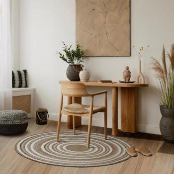 Tapis Rond Motifs Géométriques Effet Jute 70 cm