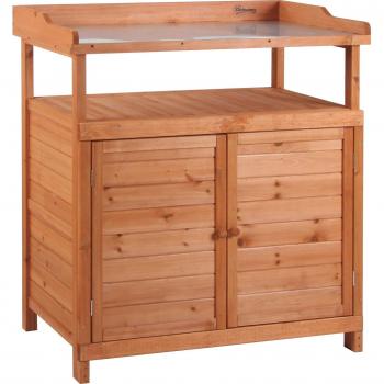 Outsunny Multi-function Potting Bench Table with Galvanized Table Top