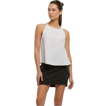Urban Classic Structured Damen‑Top – Weiß, V‑Rücken