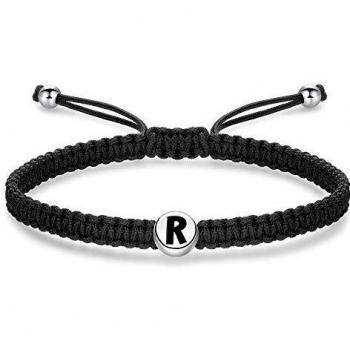Fille/Réseau Argent 925 – Bracelet Initiale R, chaîne tressée