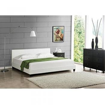 Lit Double Design Moderne 160 x 200 cm Blanc