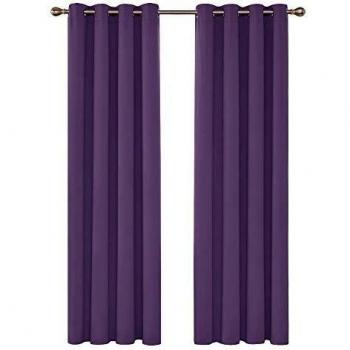 Deconovo Ösen Gardinen 290x140 cm Dunkelviolett Blickdicht