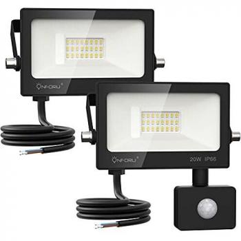 Foco LED Onforu para Exterior con Sensor, 2000LM, Proyector Impermeable IP65, Blanco Frío 6000K
