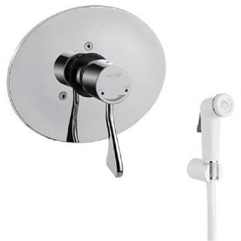 Miscelatore ad Incasso Progressivo IDRAL con Leva Clinica e Doccetta Igienica Serie 900 Cromato/Bianco