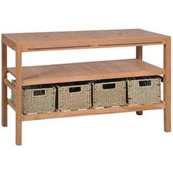 VidaXL Teak Wood Bathroom Vanity with Baskets