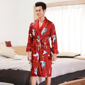 Peignoir court en satin pour hommes, robe de maison d'été