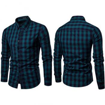 Blusa de hombre casual, ajuste slim, manga larga, estilo a cuadros, disponible en tallas S-2XL