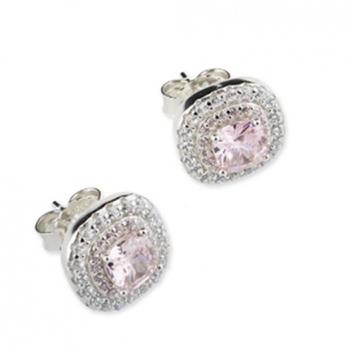 Orecchini Luce Argento con Cubic Zirconia e Zircone Rosa