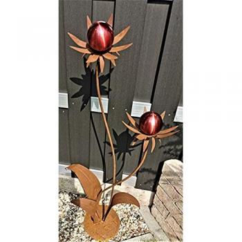 Skulptur Blume Milano 120 cm rot matt Cortenstahl