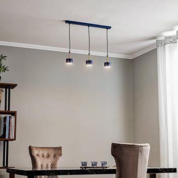 Eko-Light Suspension 3 lampes Arena bleu-doré