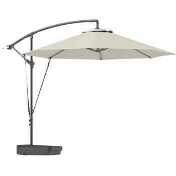 Garden Cantilever Shade Parasol – Cream Finish, Weighted Base, Wind Strap