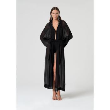 Longo Kimono de Seda com Corte Regular