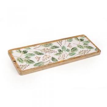 Bandeja de Madera de mango Romimex Blanco Verde Rectangular 42 x 2 x 16 cm